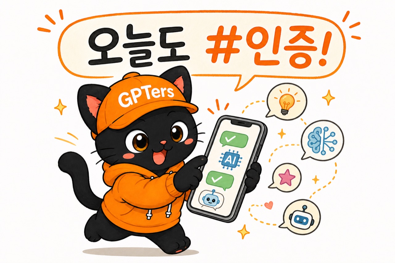 카톡 네트워킹방에 AI 최신글을 인증하는 뽀짝이